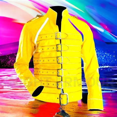 yellow freddie mercury jacket replica made in usa|freddie mercury yellow jacket outfit.